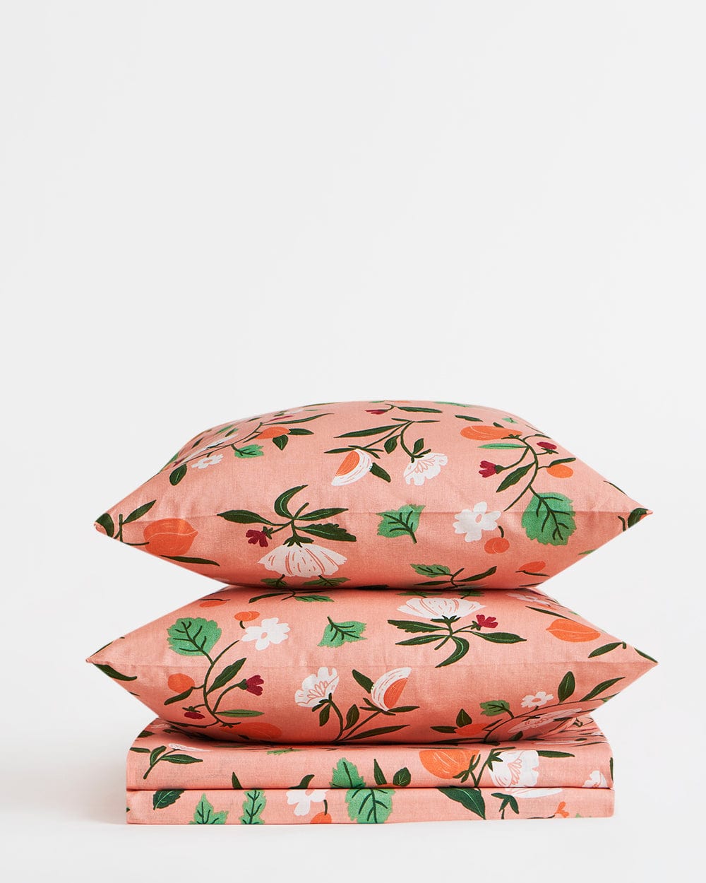 Chumbak TEAL By Chumbak Spain Peaches Bedsheet Set - Queen, 136TC