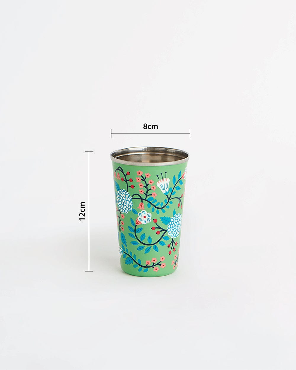 Chumbak Green Floral Steel Tumbler Large