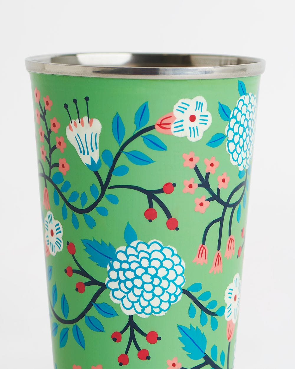 Chumbak Green Floral Steel Tumbler Large