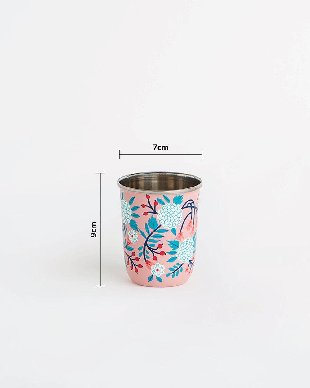 Chumbak Peach Floral Steel Tumbler Small