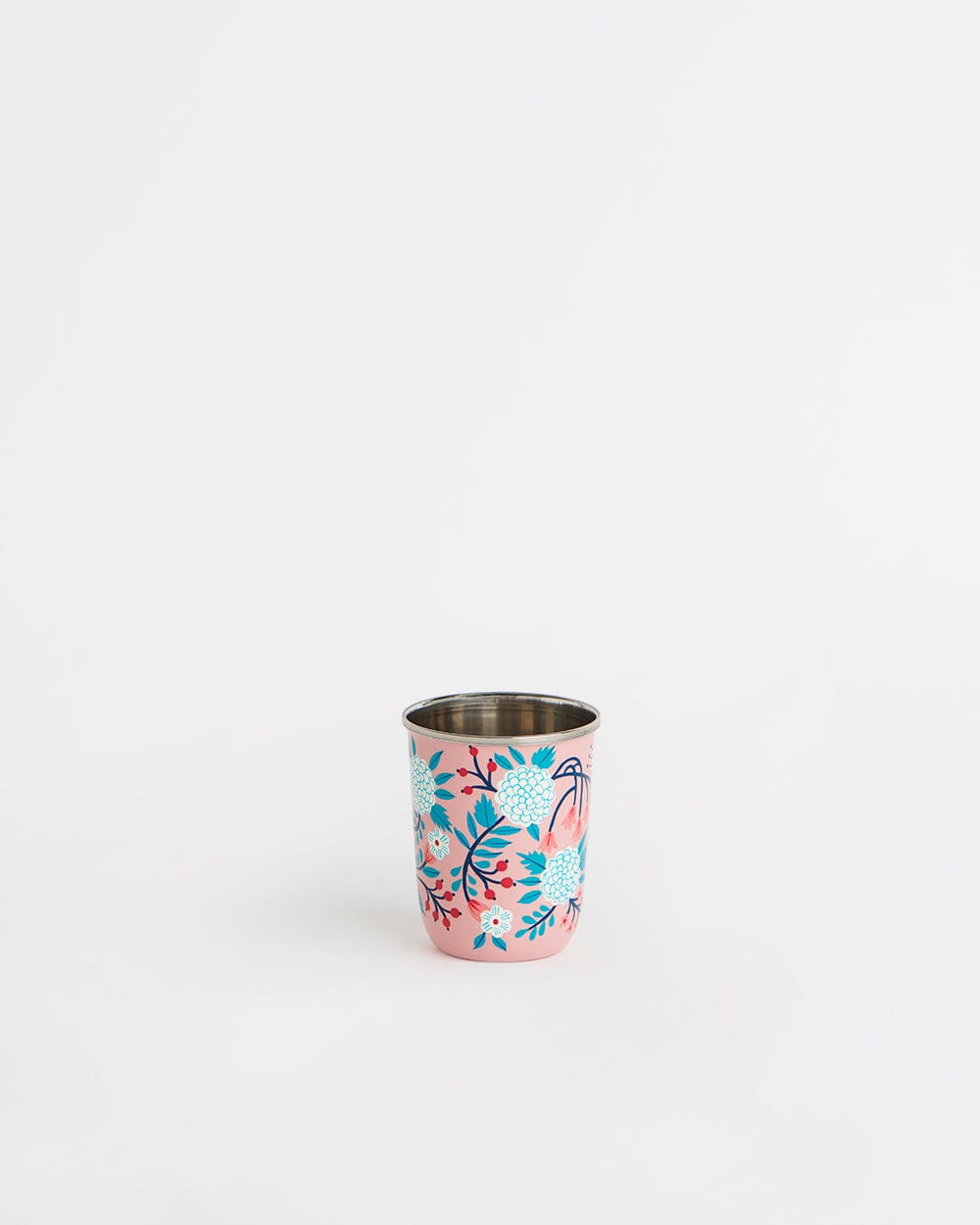 Chumbak Peach Floral Steel Tumbler Small