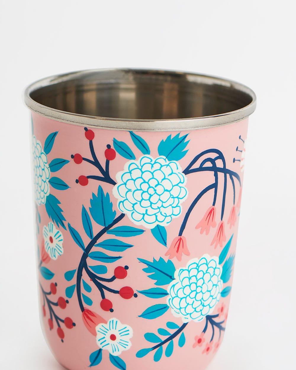 Chumbak Peach Floral Steel Tumbler Small