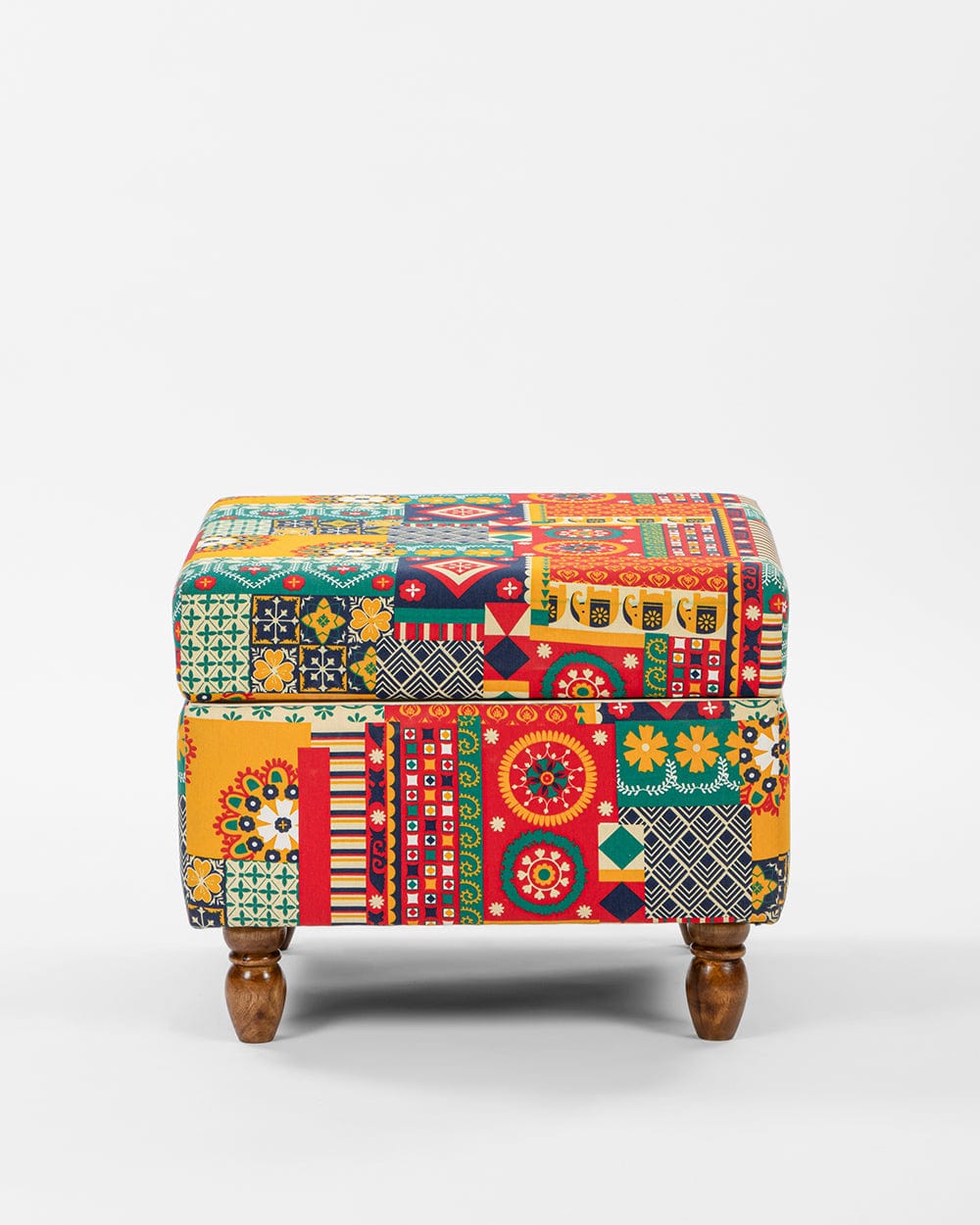 Chumbak Modern Trunk Storage Ottoman - Floral Swirls