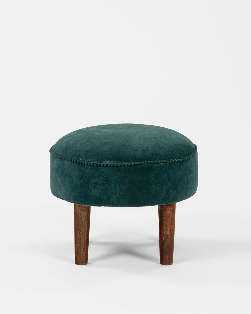 Chumbak Begum Foot Rest Velvet - Dark Green