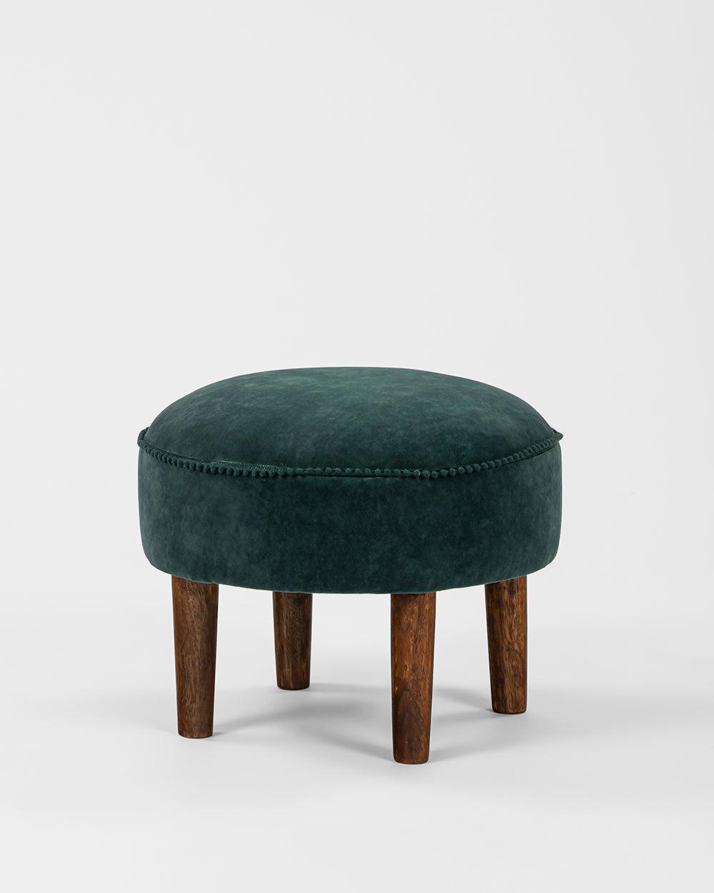 Chumbak Begum Foot Rest Velvet - Dark Green