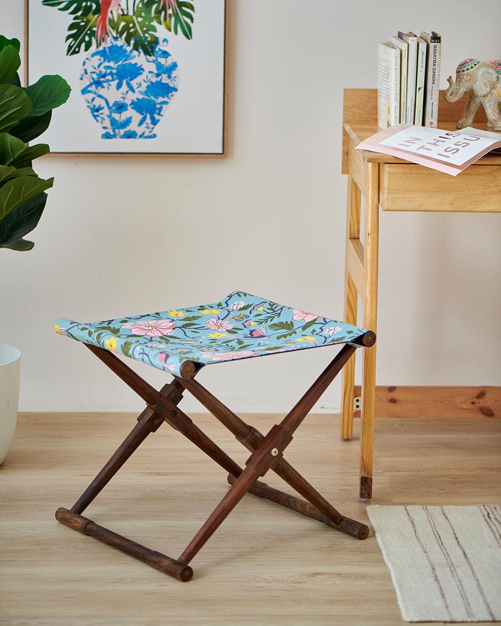 Chumbak Bistro Folding Bench-Spring Bloom