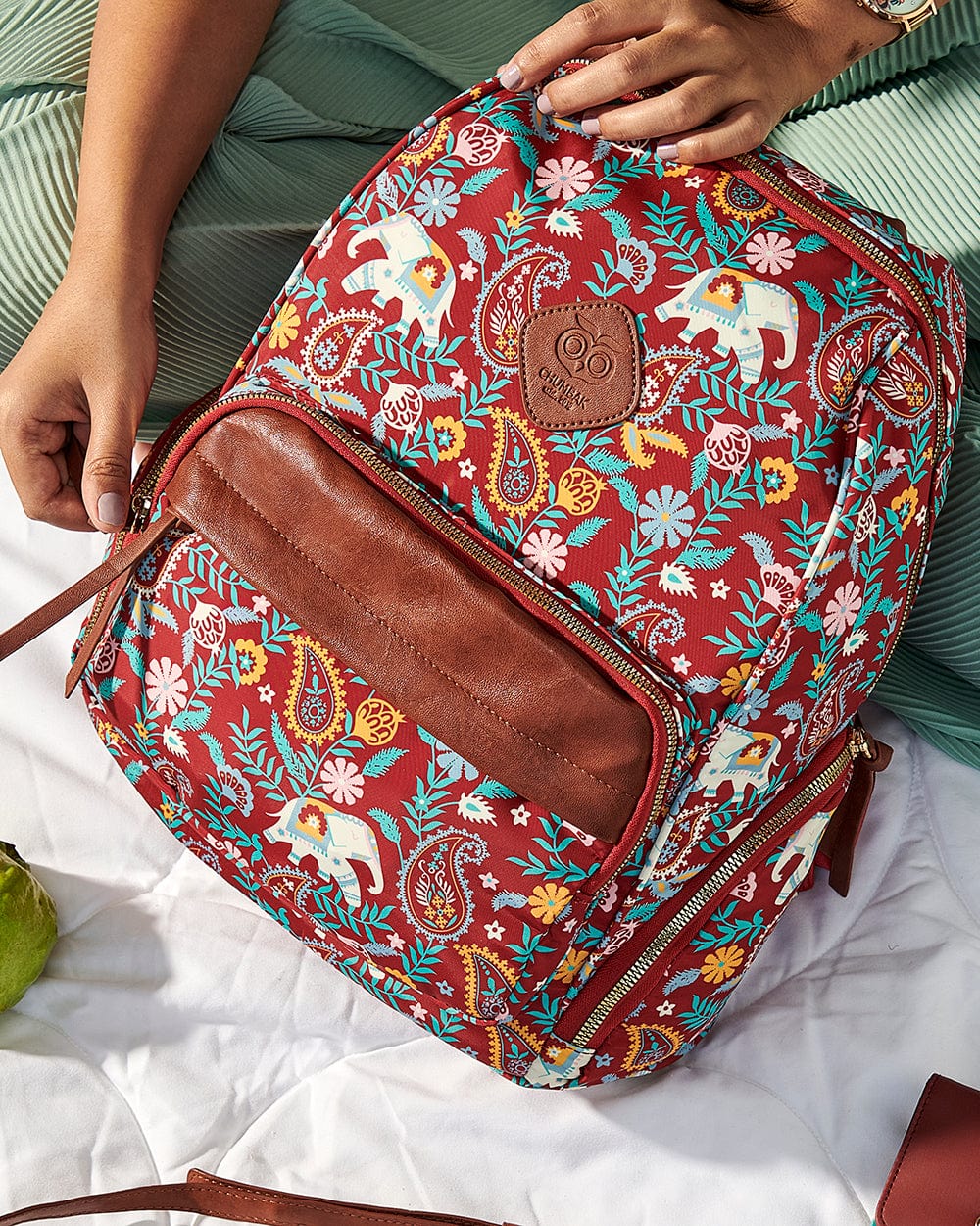 Chumbak India Boho Paisley,  Backpack-Red