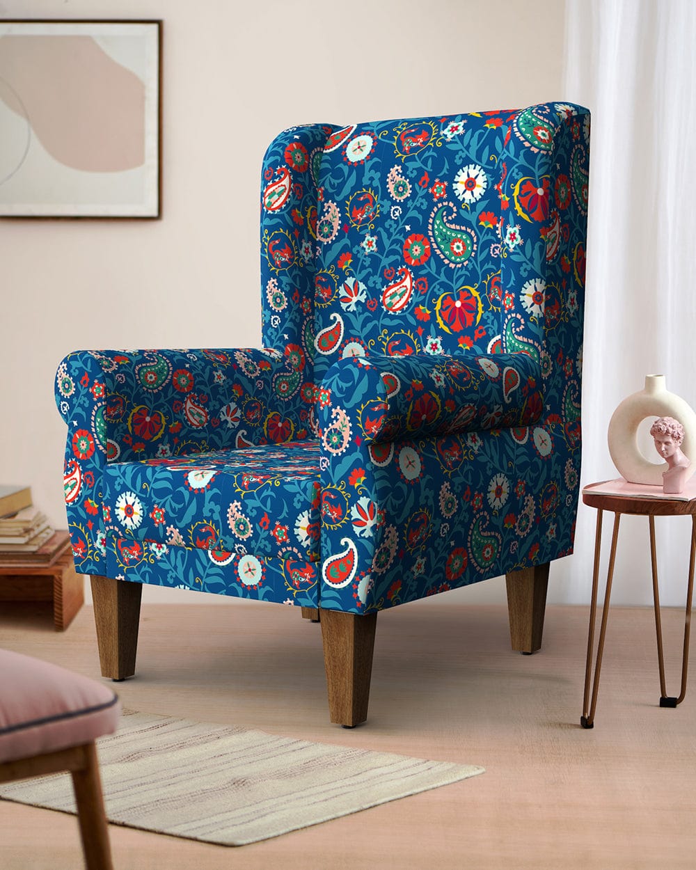 Chumbak Begum Wing Chair - India Paisleys Blue