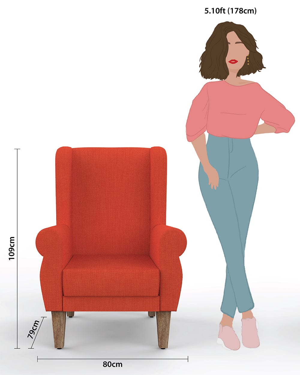 Chumbak Begum Wing Chair - Plain