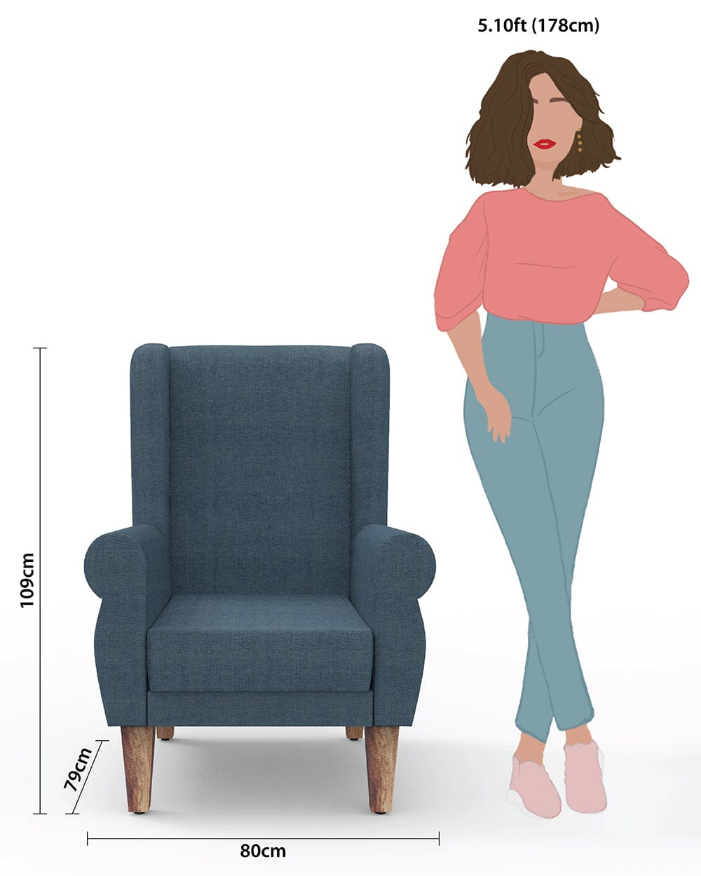 Chumbak Begum Wing Chair - Plain