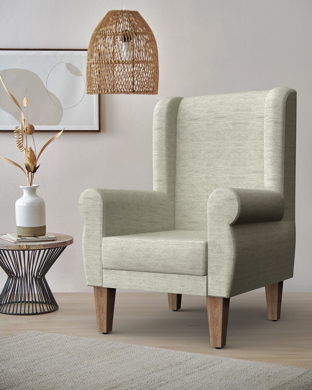 Chumbak Begum Wing Chair - Srilanka Ivory