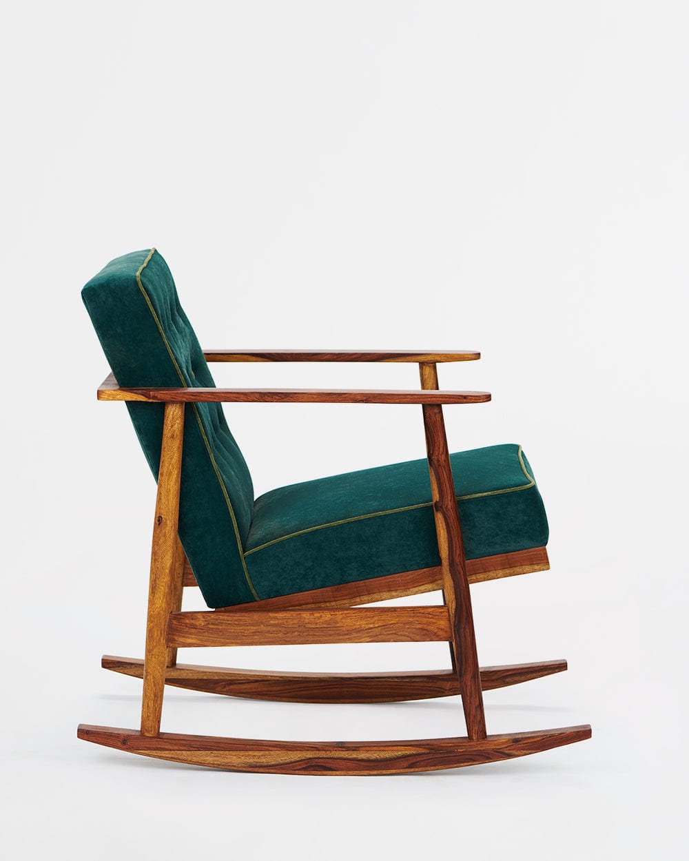 Chumbak Memsaab Rocking Chair Velvet-Dark Green