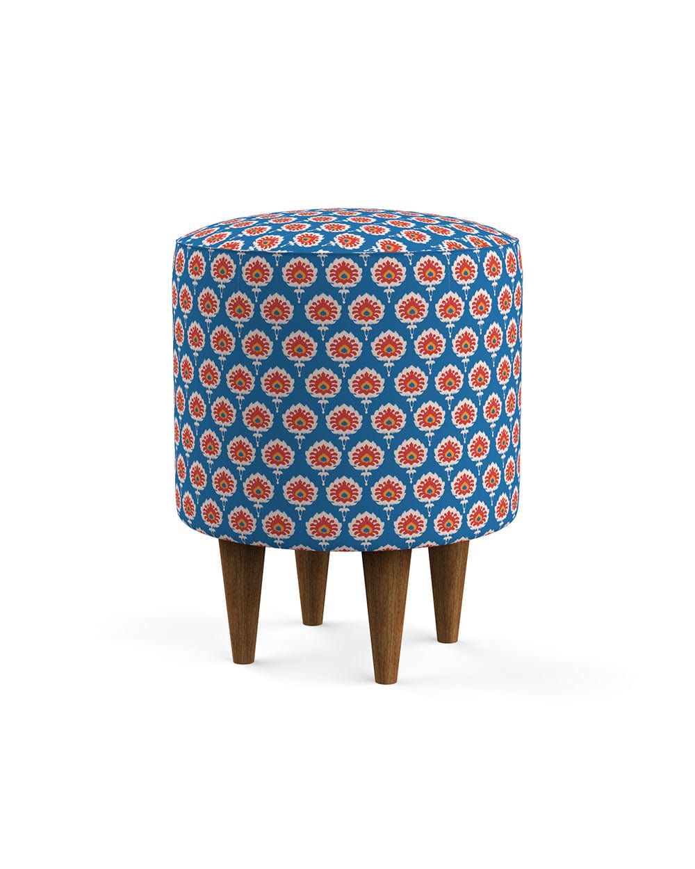 Chumbak French Pouffe - Blue Ikkat