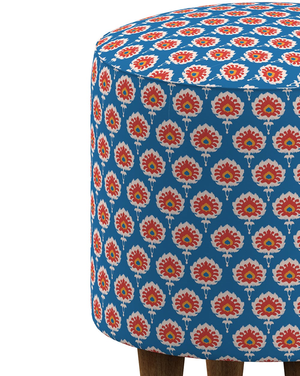 Chumbak French Pouffe - Blue Ikkat