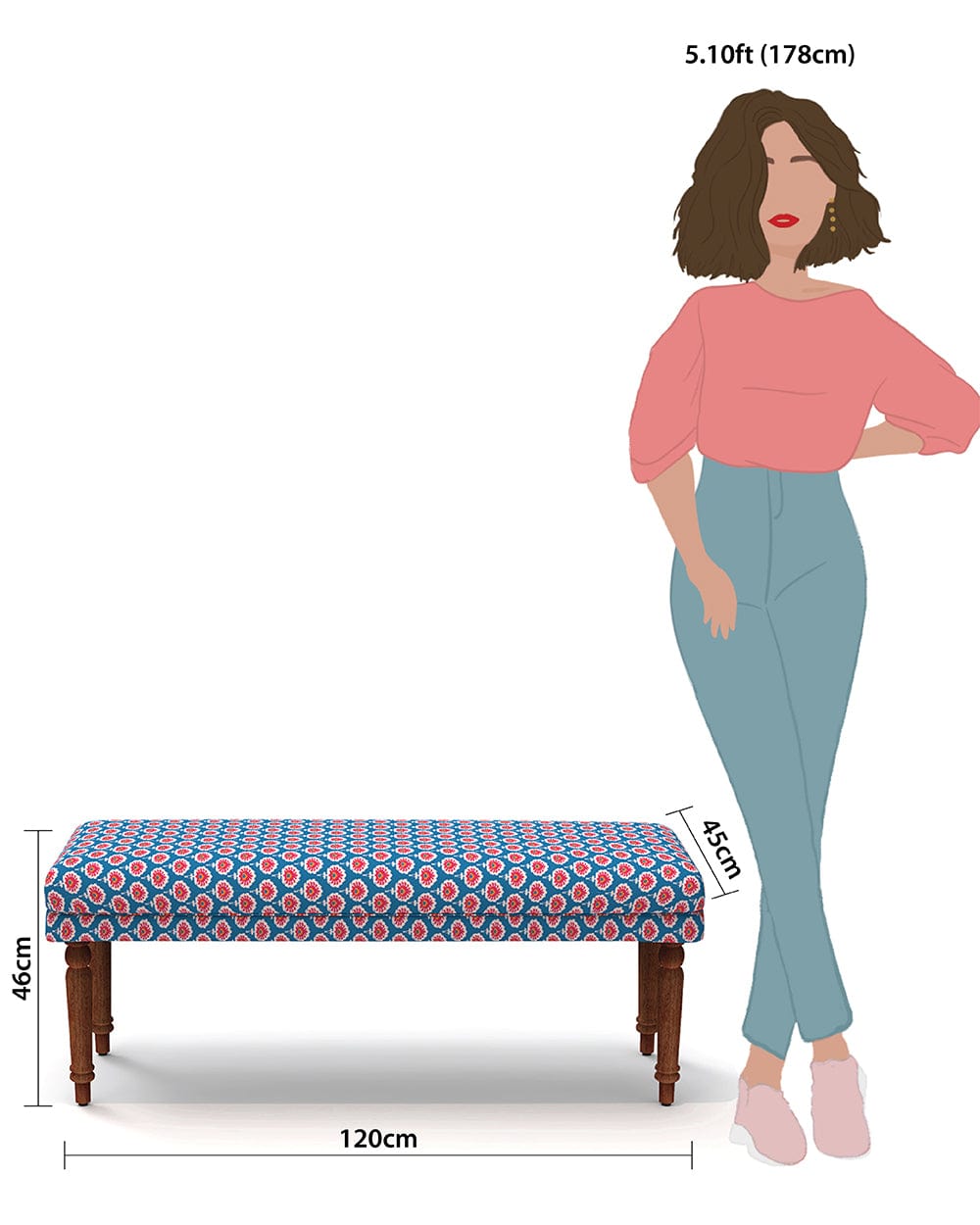 Chumbak Nawaab Bench - Blue Ikkat