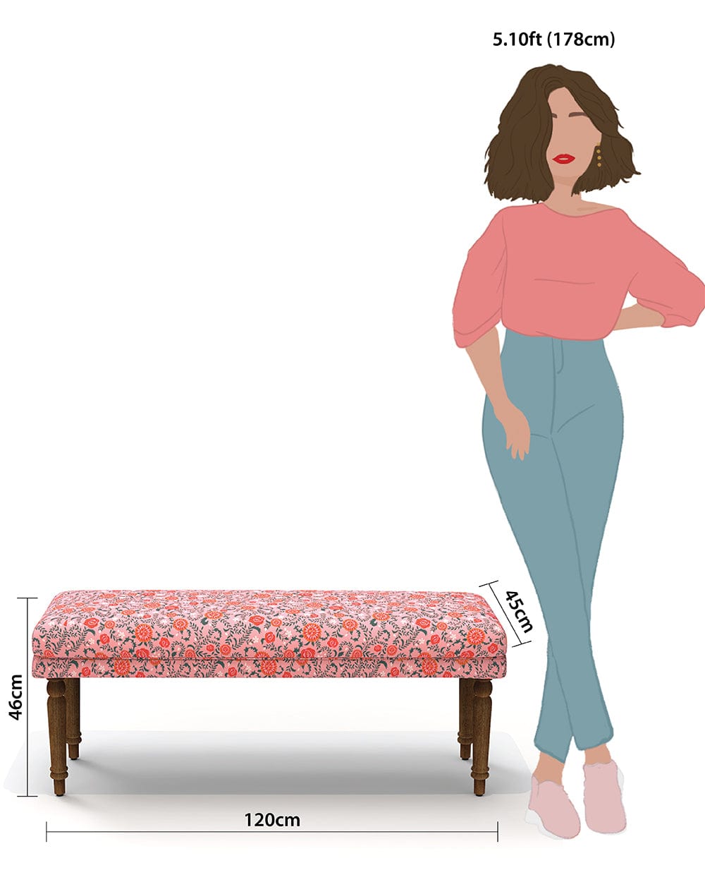 Chumbak Nawaab Bench - Earthy Floral