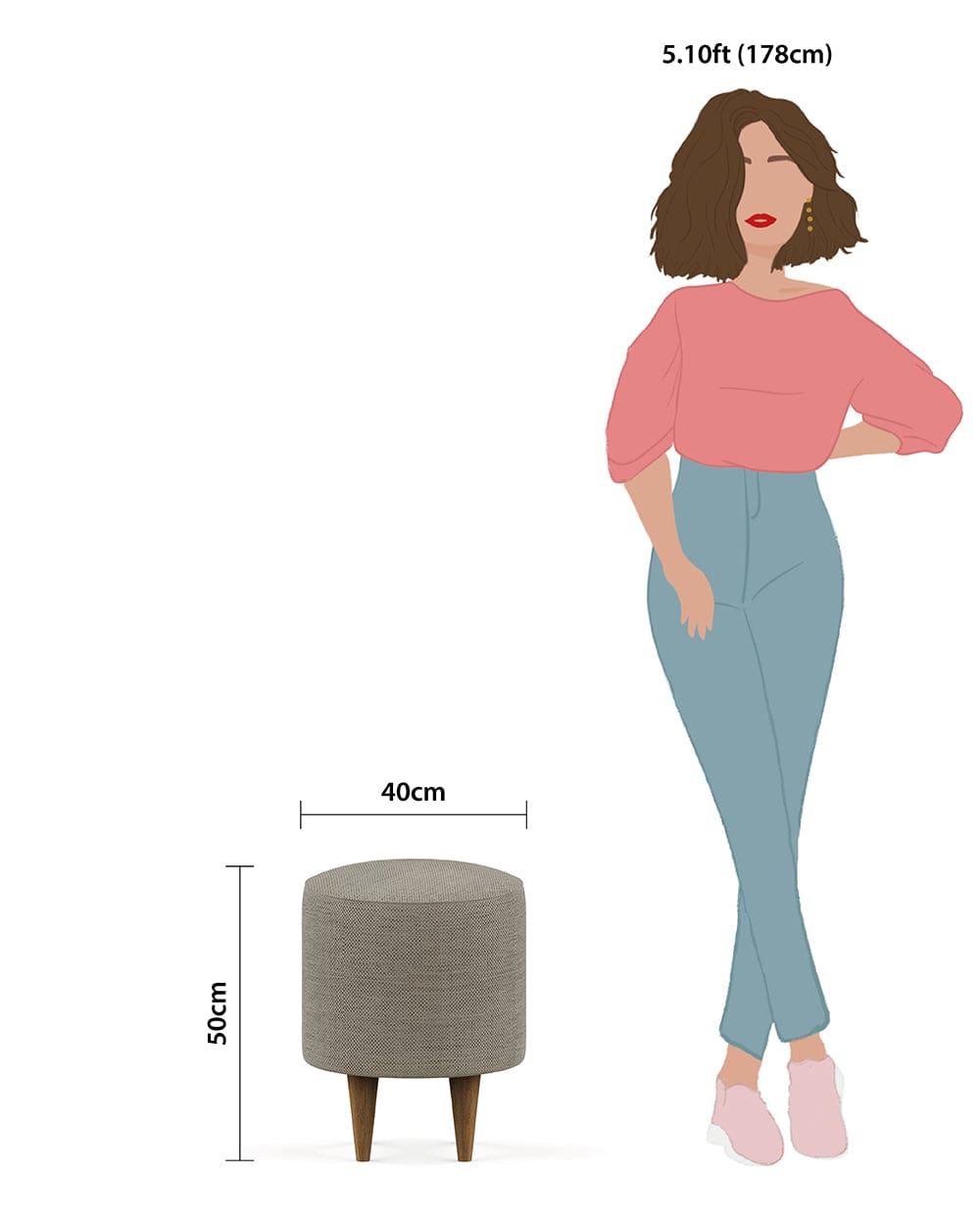 Chumbak French Pouffe - Bangalore Grey