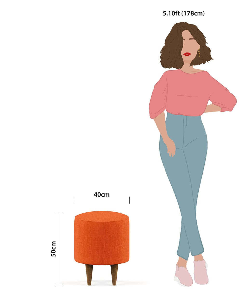 Chumbak French Pouffe - Carribean Coral