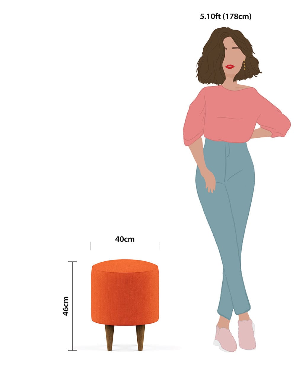 Chumbak French Pouffe - Plain