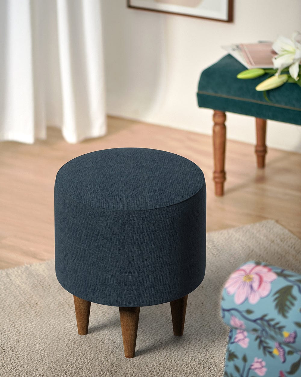 Chumbak French Pouffe - Sailor Blue