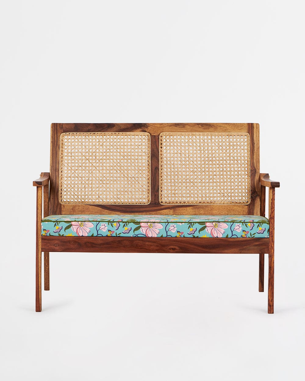 Chumbak French Rattan Loveseat-2 seater,Spring Bloom