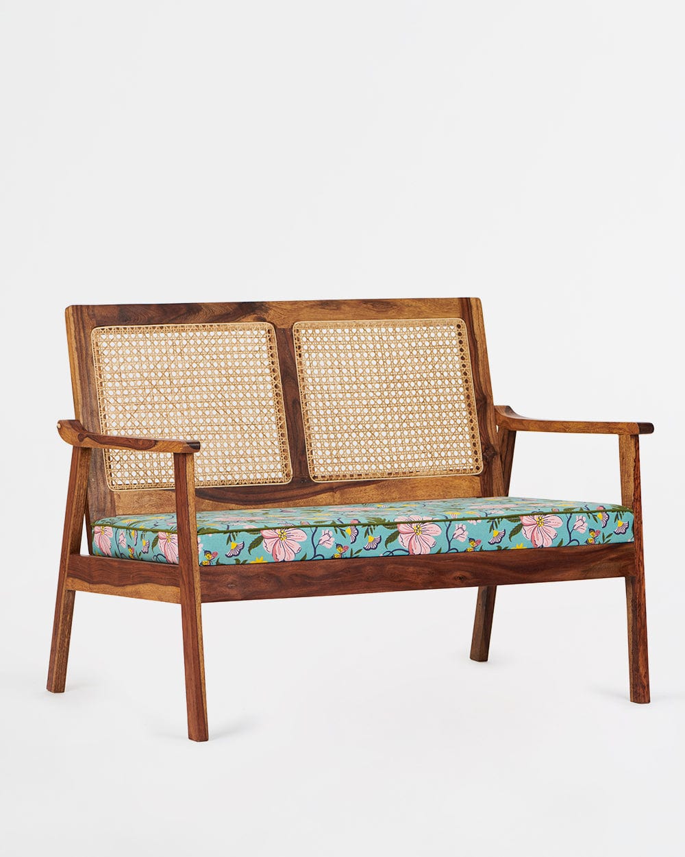 Chumbak French Rattan Loveseat-2 seater,Spring Bloom
