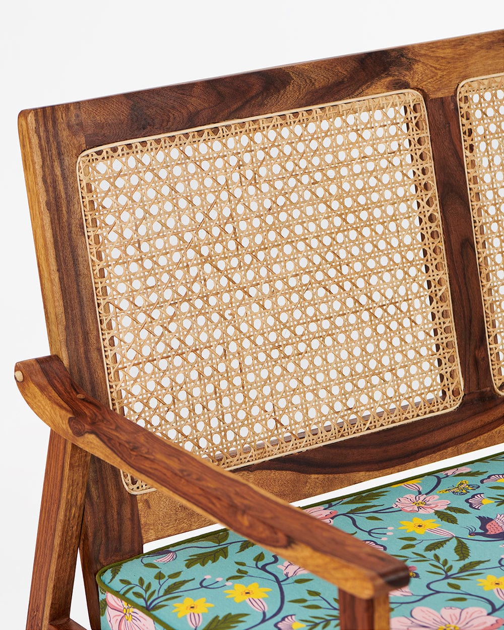 Chumbak French Rattan Loveseat-2 seater,Spring Bloom