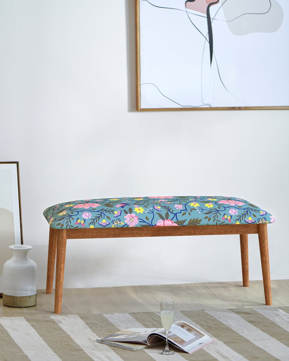 Chumbak Jodhpur Bench - Spring Bloom Teal