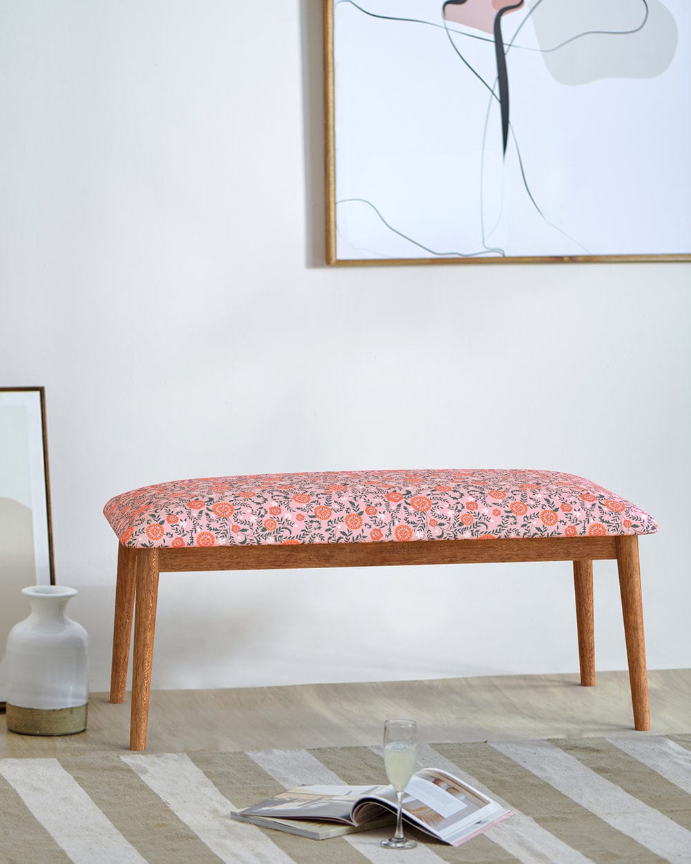 Chumbak Jodhpur Bench - Earthy Florals Peach