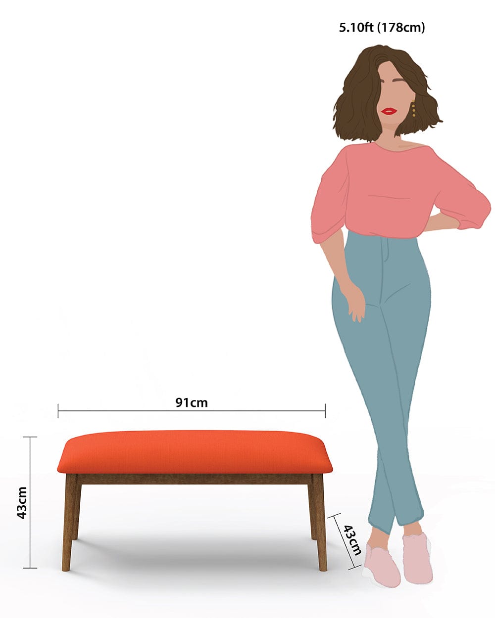 Chumbak Jodhpur Bench - Carribean Coral