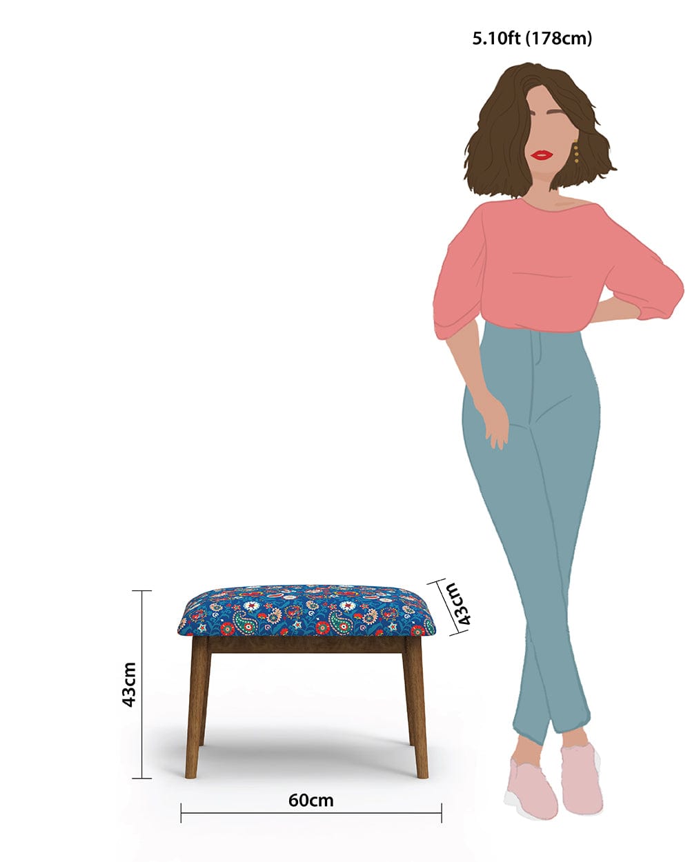 Chumbak Jodhpur Bench Small- India Paisleys Blue