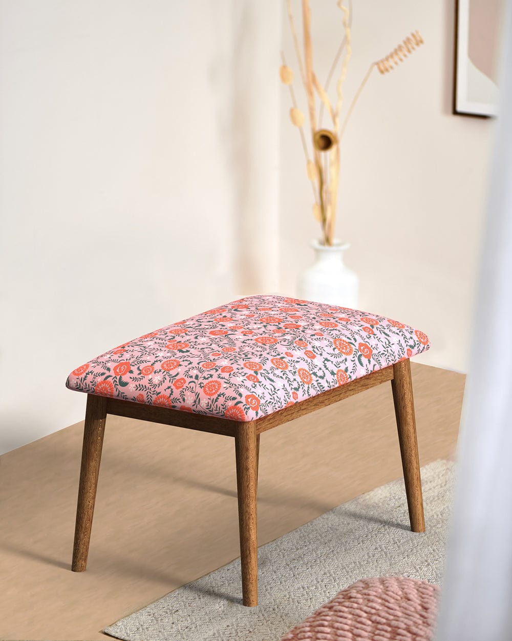 Chumbak Jodhpur Bench Small - Earthy Florals Peach