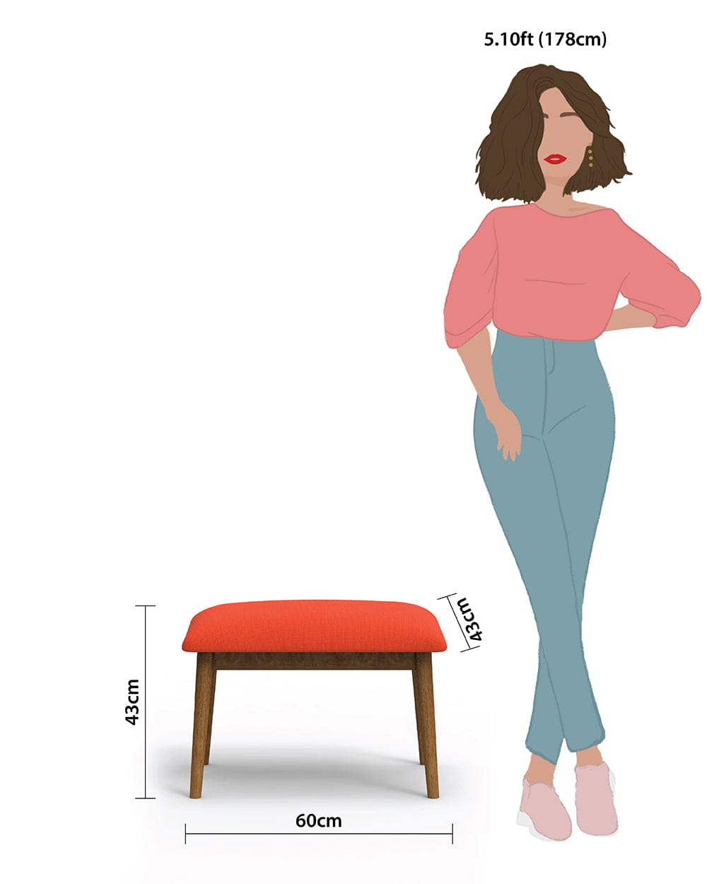 Chumbak Jodhpur Bench Small - Carribean Coral