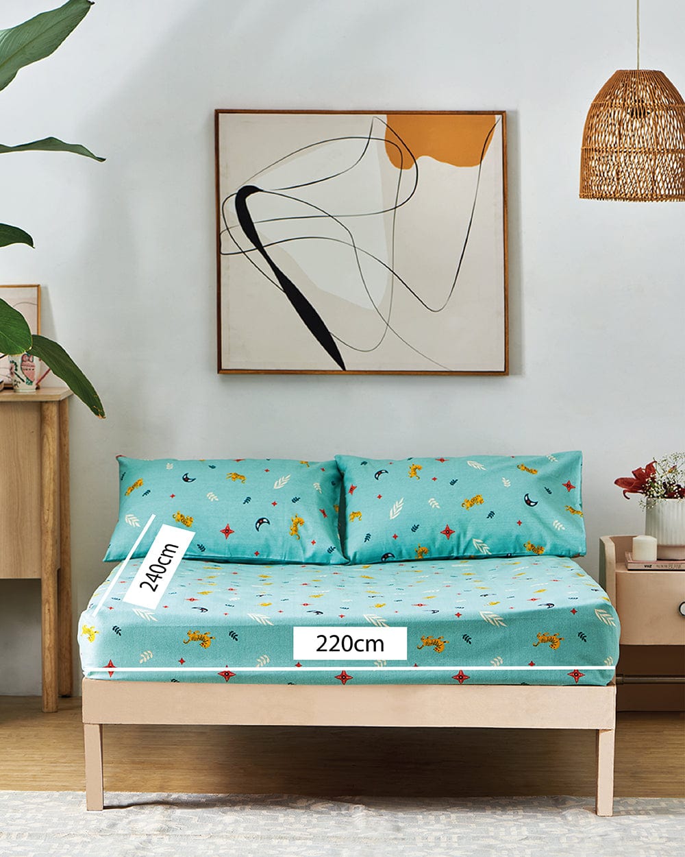 Chumbak TEAL by Chumbak Siberian Tigers Bedsheet - Queen size, 136TC, Blue