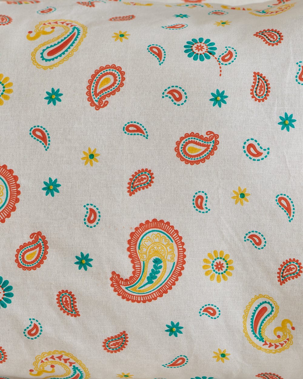 Chumbak TEAL by Chumbak Cypress Paisleys Double Bedsheet Queen size, 136TC, Ivory