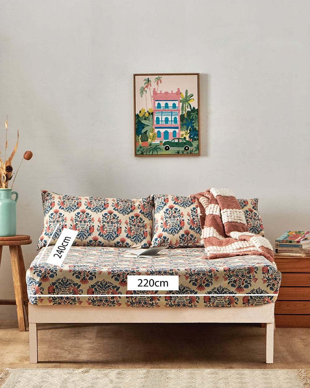 Chumbak TEAL by Chumbak Conifer Woods Owl bedsheet- Queen size, 136TC,Blue