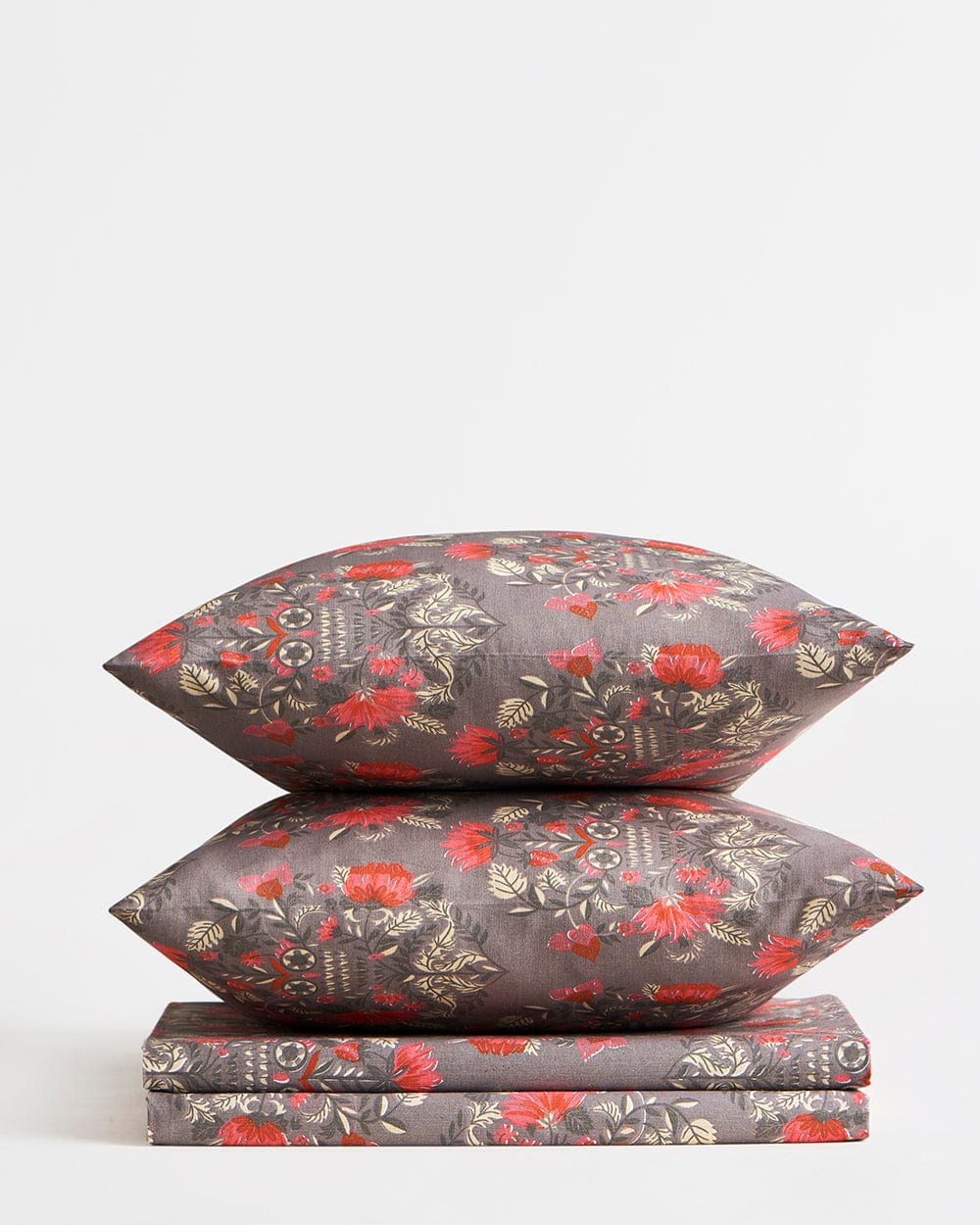 Chumbak TEAL by Chumbak Conifer Woods Owl bedsheet- Queen size, 136TC,Grey