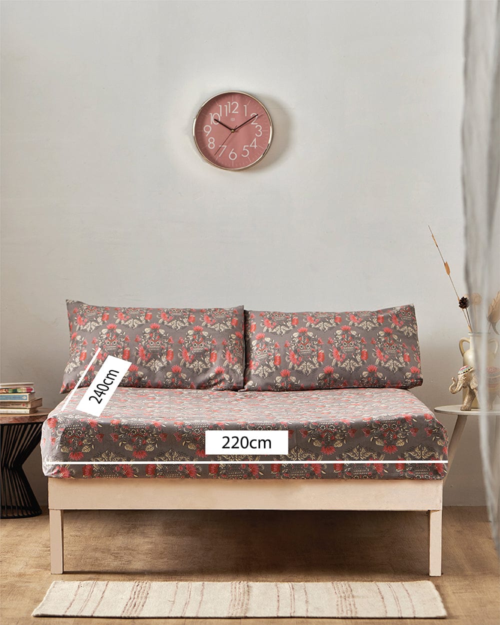 Chumbak TEAL by Chumbak Conifer Woods Owl bedsheet- Queen size, 136TC,Grey