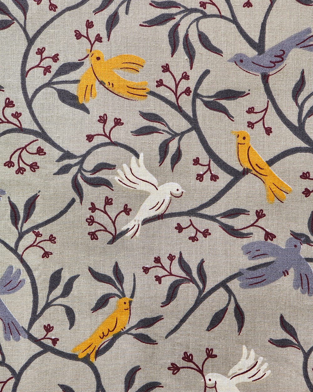 Chumbak TEAL by Chumbak Columbian Birds bedsheet- Queen size, 136TC, Grey