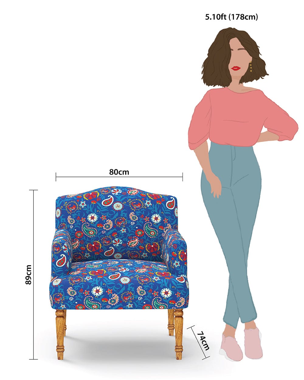 Chumbak Nawaab Arm Chair - India Paisleys Blue