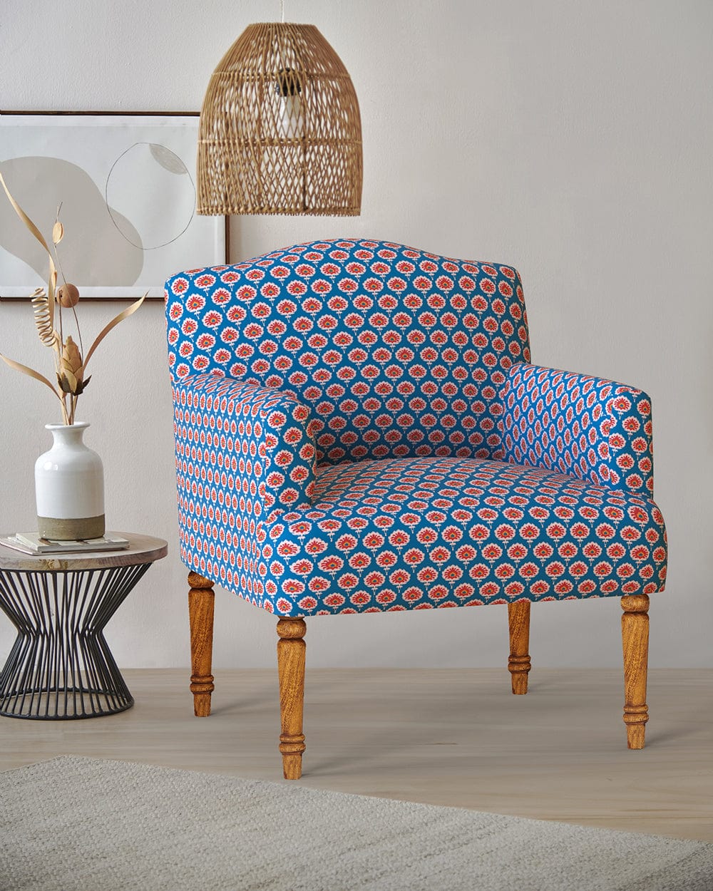 Chumbak Nawaab Arm Chair - Blue Ikkat