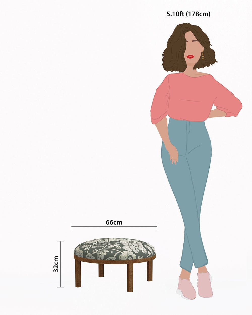 Chumbak Bohemian Ottoman - Grey's Garden