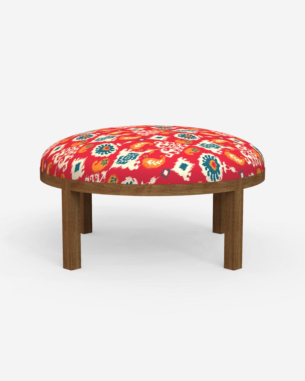 Chumbak Bohemian Ottoman - Red Ikkat