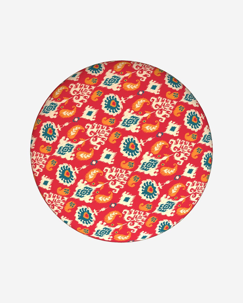 Chumbak Bohemian Ottoman - Red Ikkat