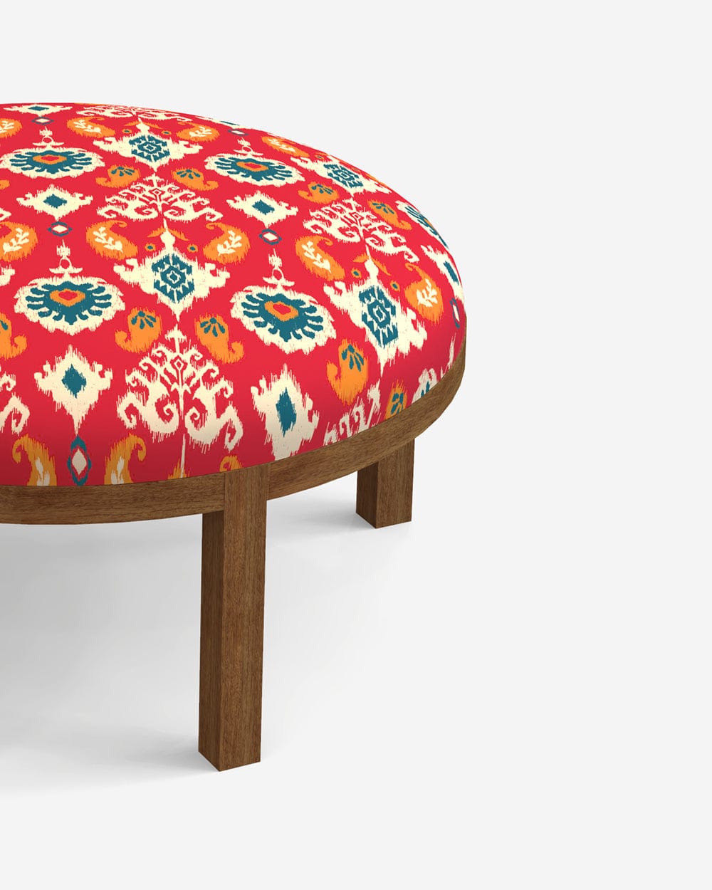 Chumbak Bohemian Ottoman - Red Ikkat