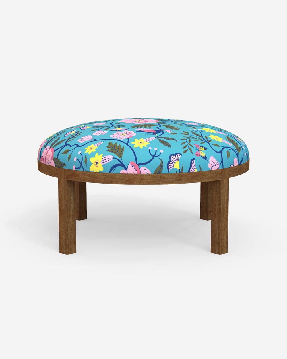 Chumbak Bohemian Ottoman - Spring Bloom Teal