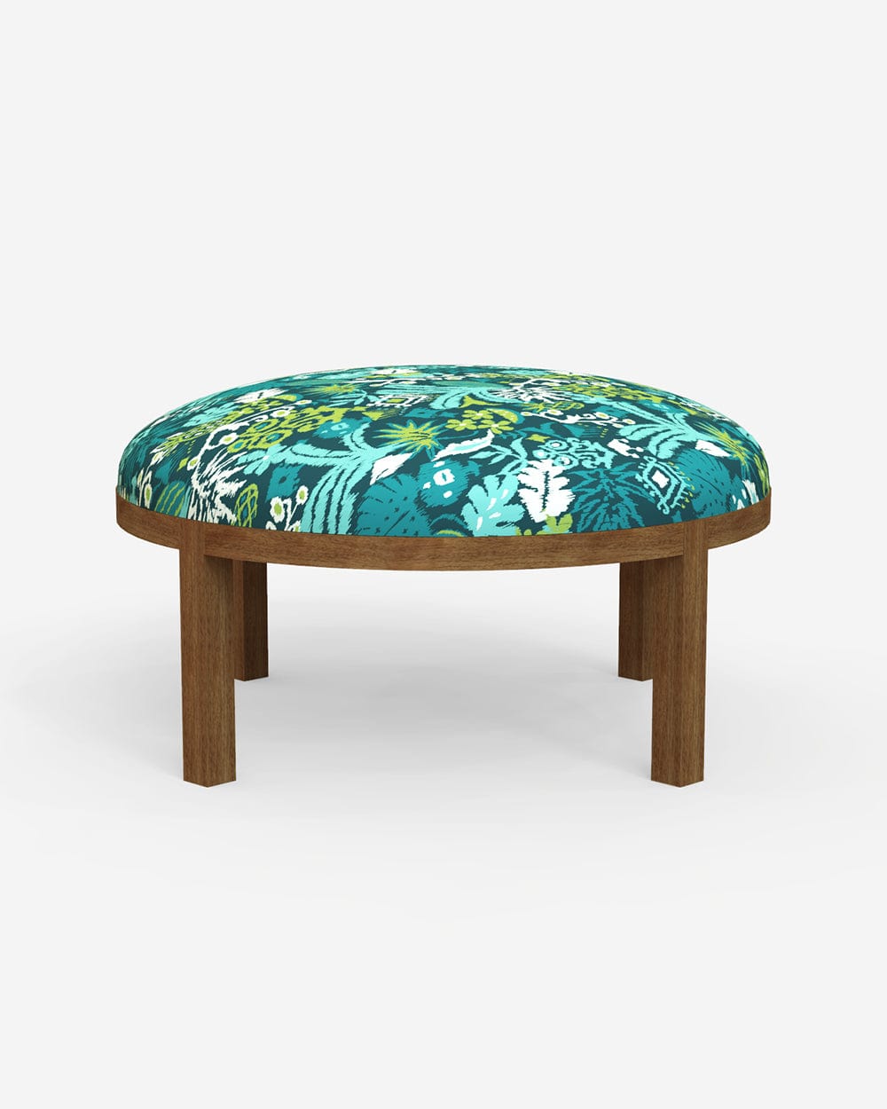 Chumbak Bohemian Ottoman - Tropical Ikkat Green