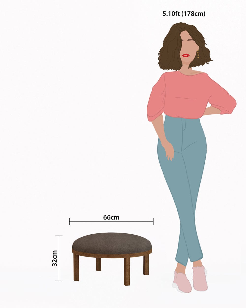 Chumbak Bohemian Ottoman - Brown Coal