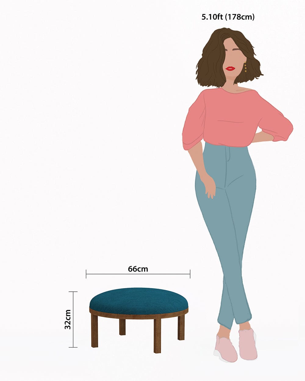 Chumbak Bohemian Ottoman - Mediterranian Blue