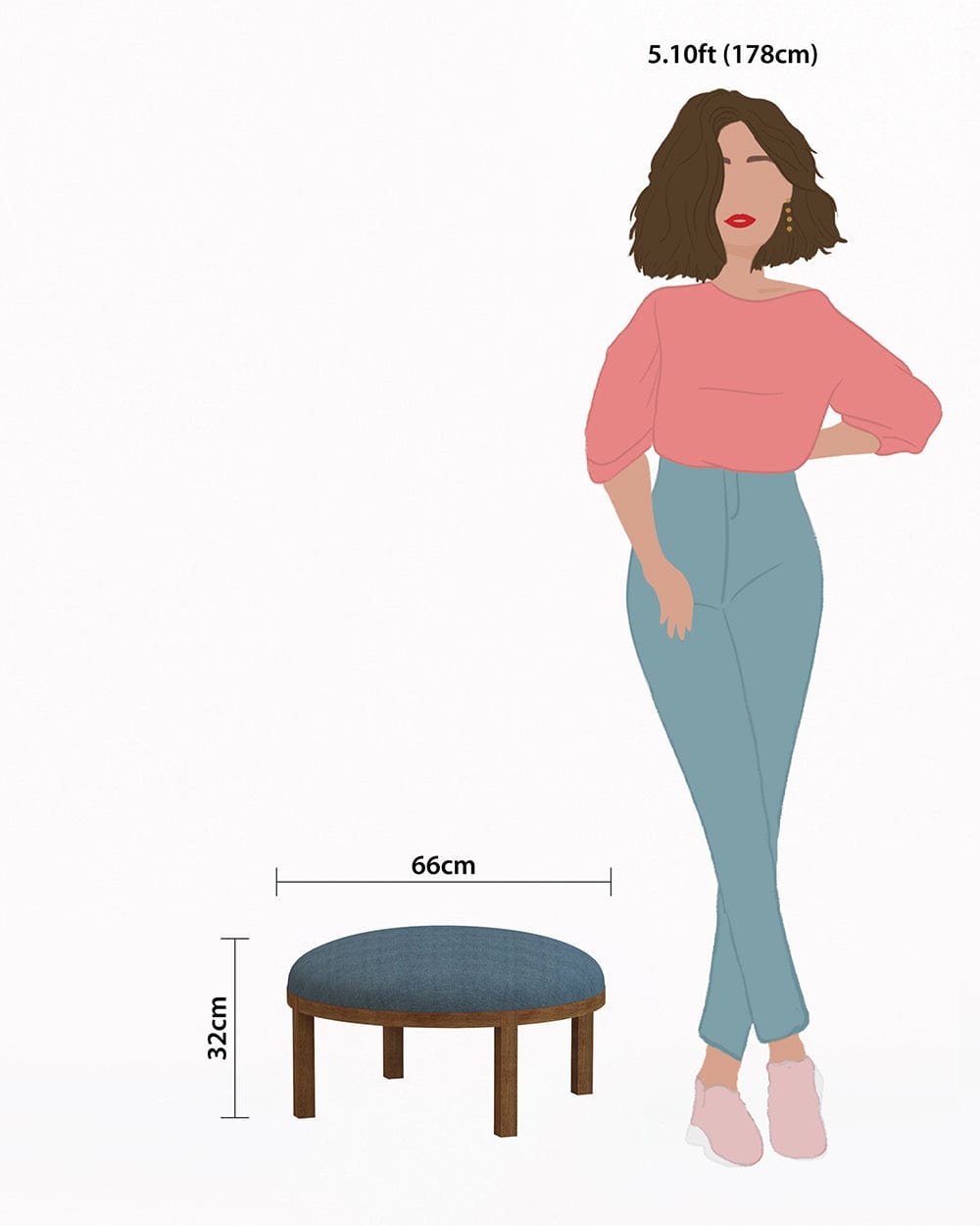 Chumbak Bohemian Ottoman - Sailor Blue